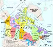 Map of Canada in colour